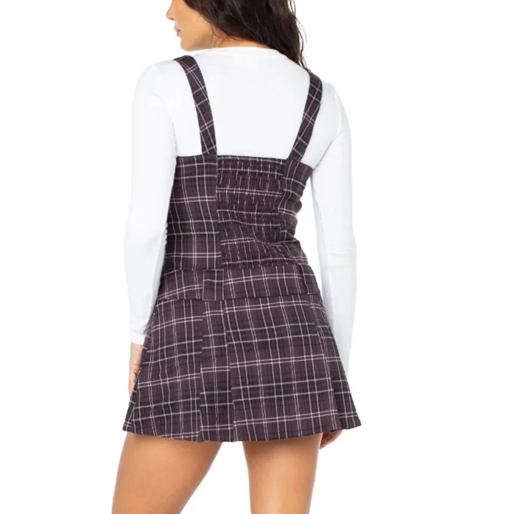 NWT Celebrity Pink Women's Plaid Sleeveless Pleated Skater Mini Dress, Medium - Picture 3 of 6